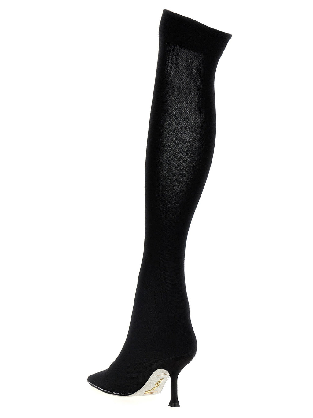 RENE CAOVILLA Black Leather Over The Knee