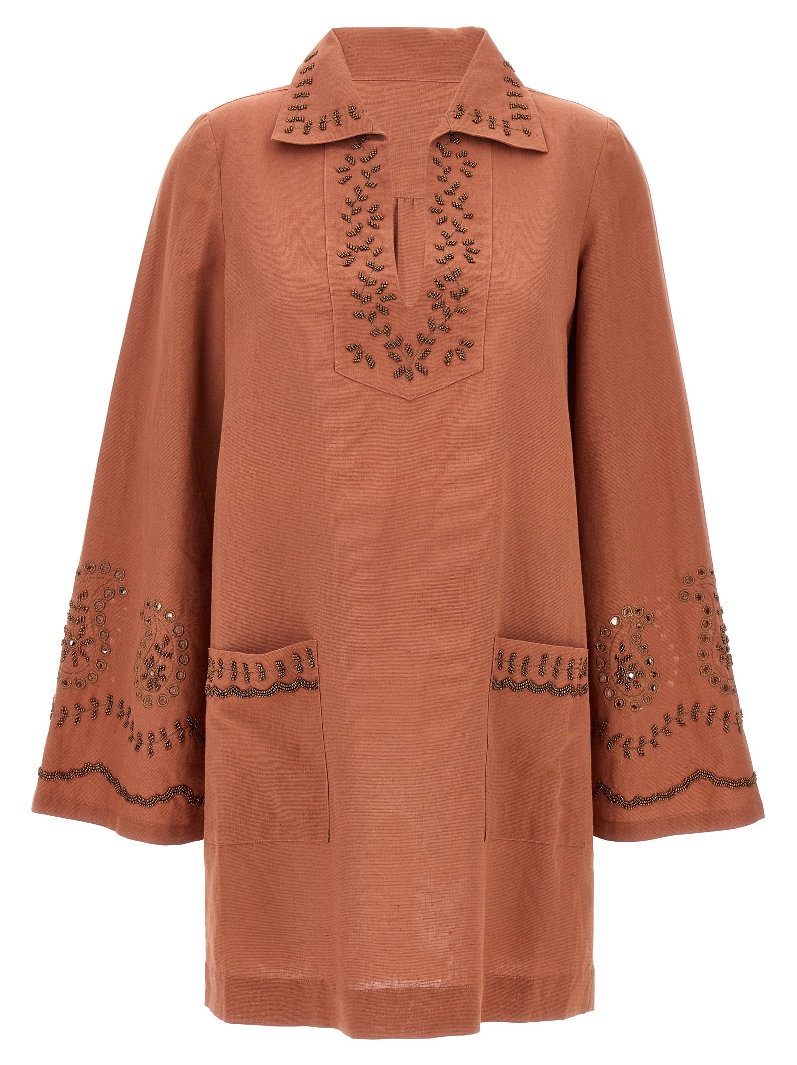 Fortela Bordeaux Cotton Short Dress