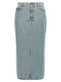 Moschino Blue Cotton Midi Skirt