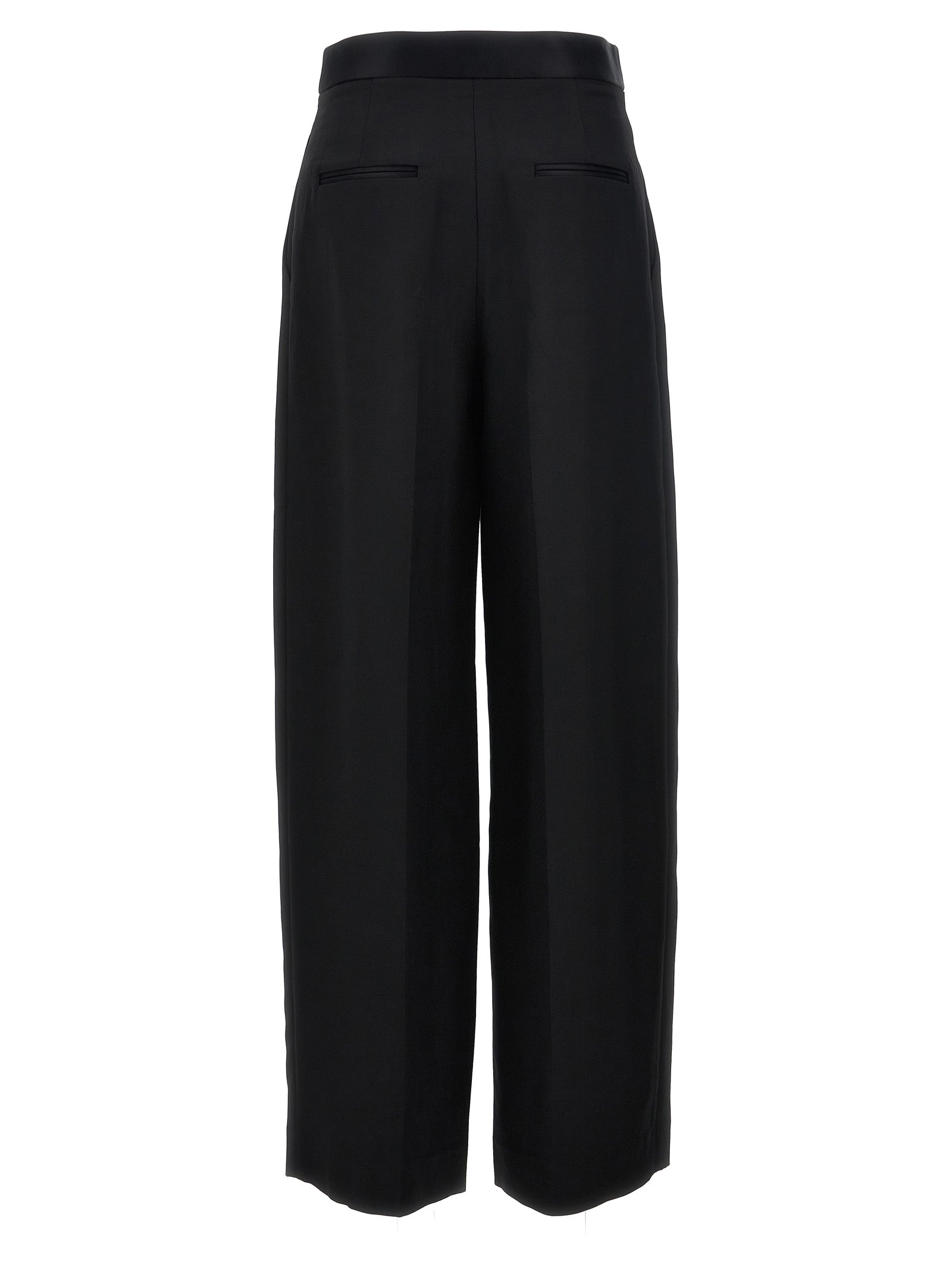 Khaite Black Viscose Casual Pants