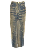 Darkpark Blue Cotton Mini Skirt