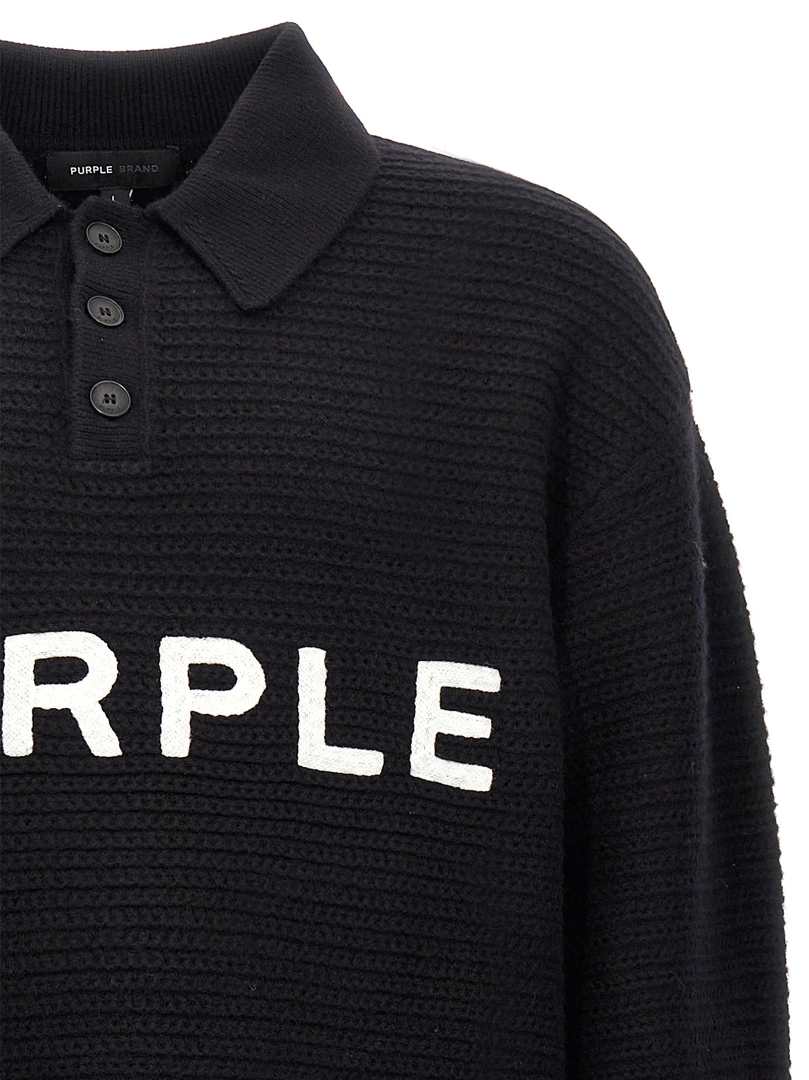 PURPLE Black Wool Cardigan