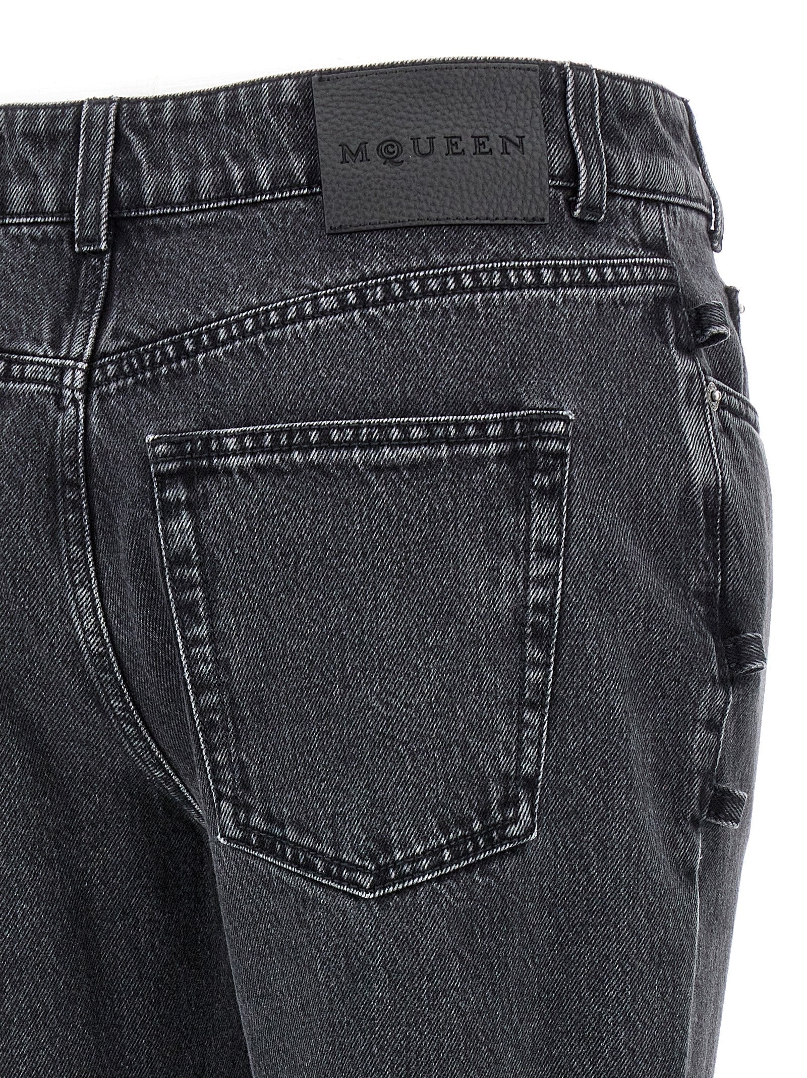 Alexander McQueen Black Cotton Flared Jeans
