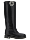 MACH & MACH Black Calfskin Over The Knee