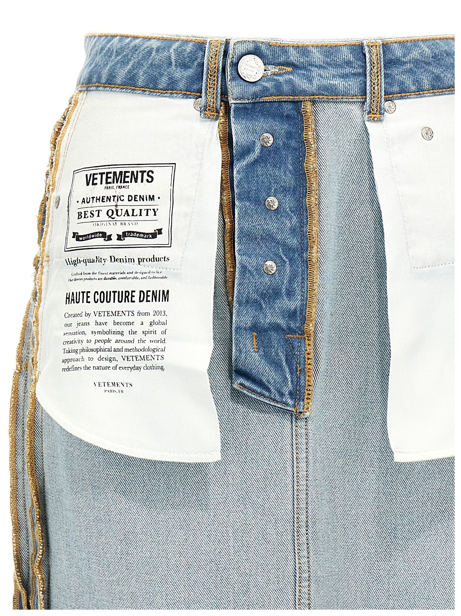 Vetements Blue Cotton Mini Skirt