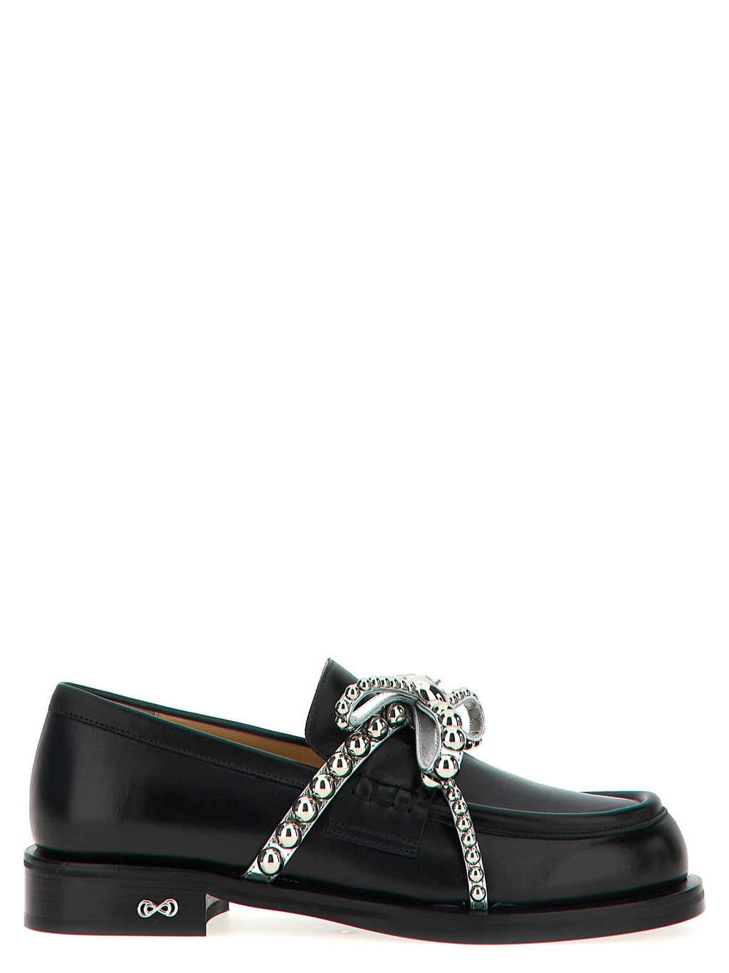 MACH & MACH Black Leather Slip-On Loafers