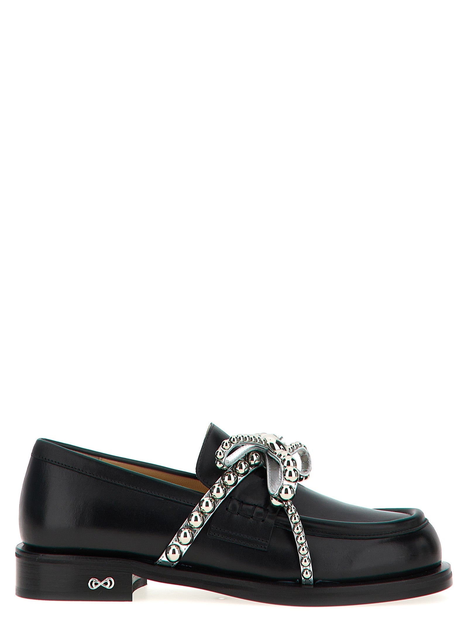 MACH & MACH Black Leather Slip-On Loafers