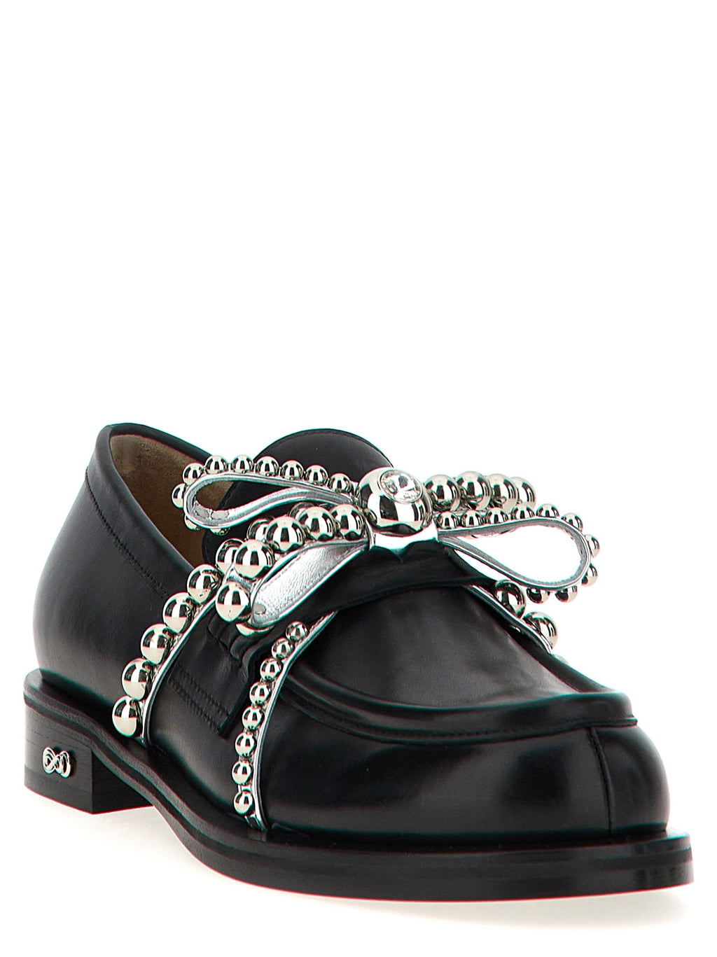 MACH & MACH Black Leather Slip-On Loafers