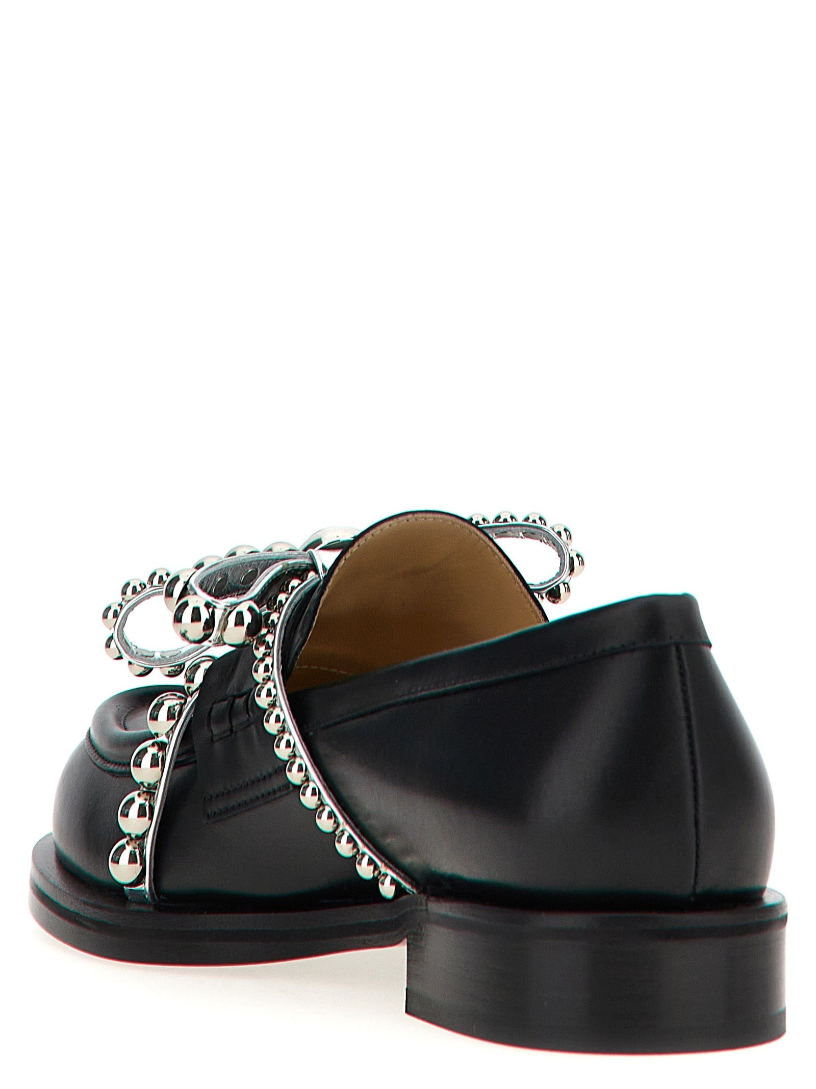 MACH & MACH Black Leather Slip-On Loafers