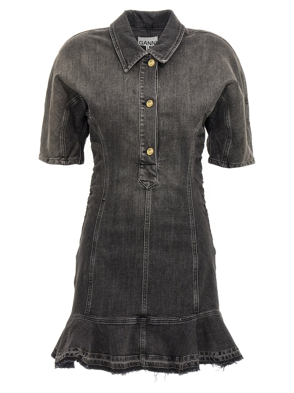 Ganni Black Cotton Short Dress