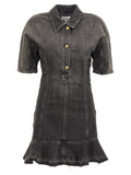 Ganni Black Cotton Short Dress