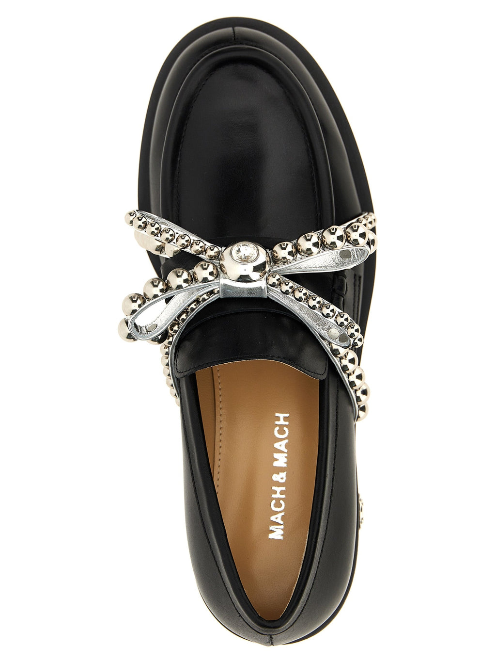 MACH & MACH Black Leather Slip-On Loafers
