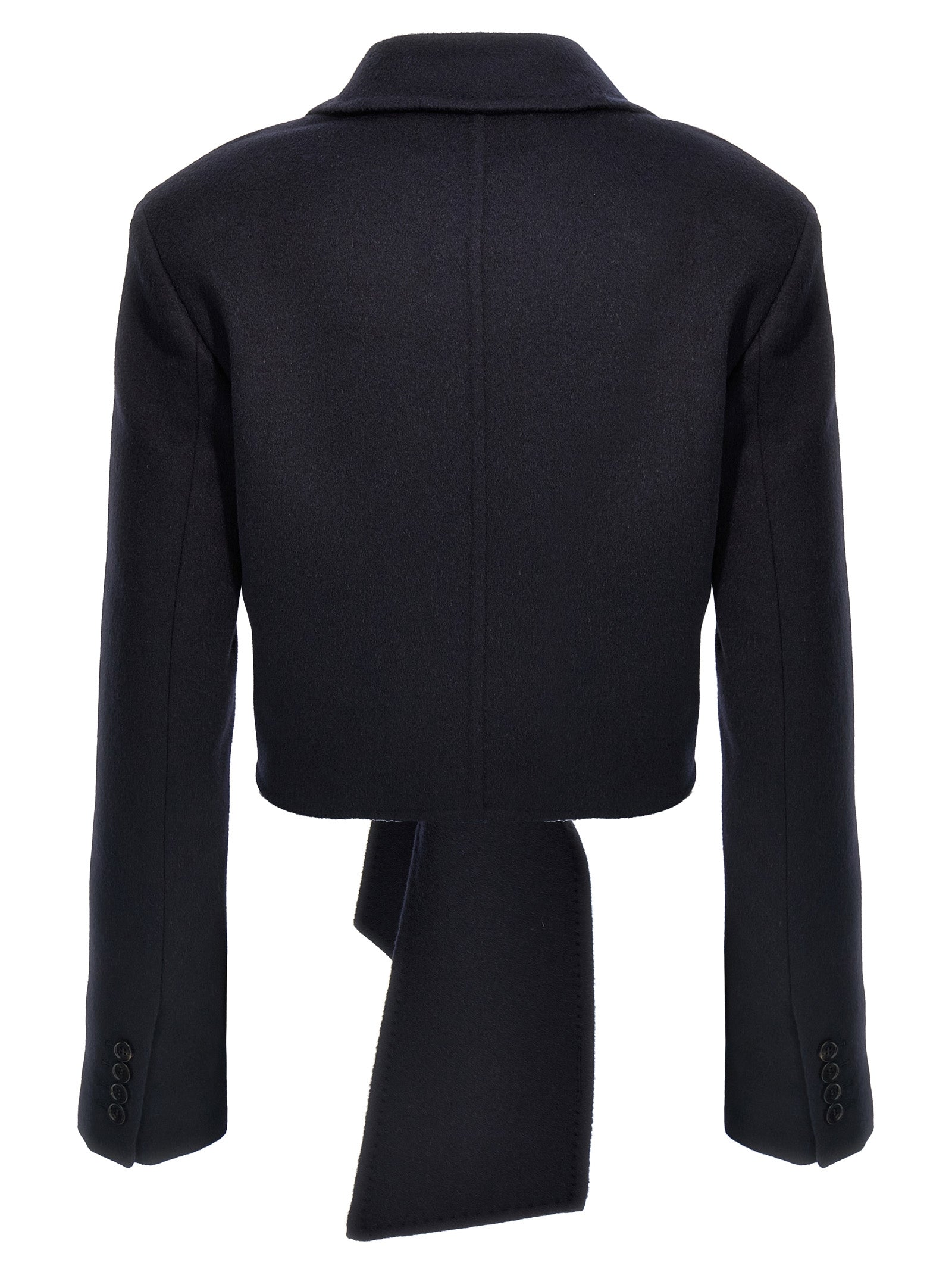 Max Mara Blue Wool Full-Length Jacket