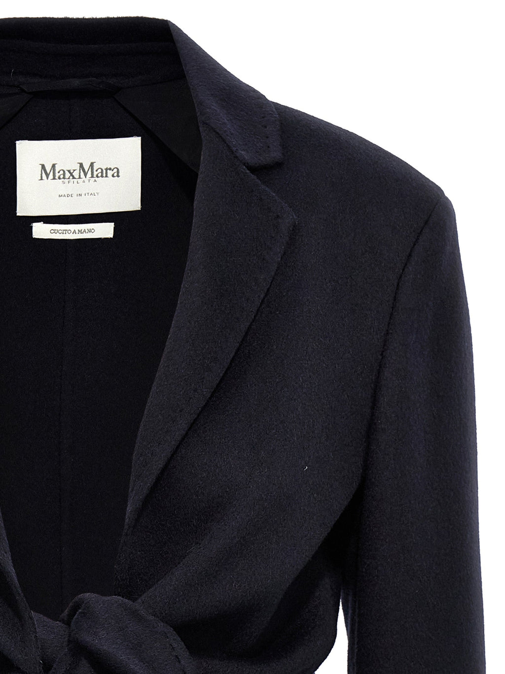 Max Mara Blue Wool Full-Length Jacket
