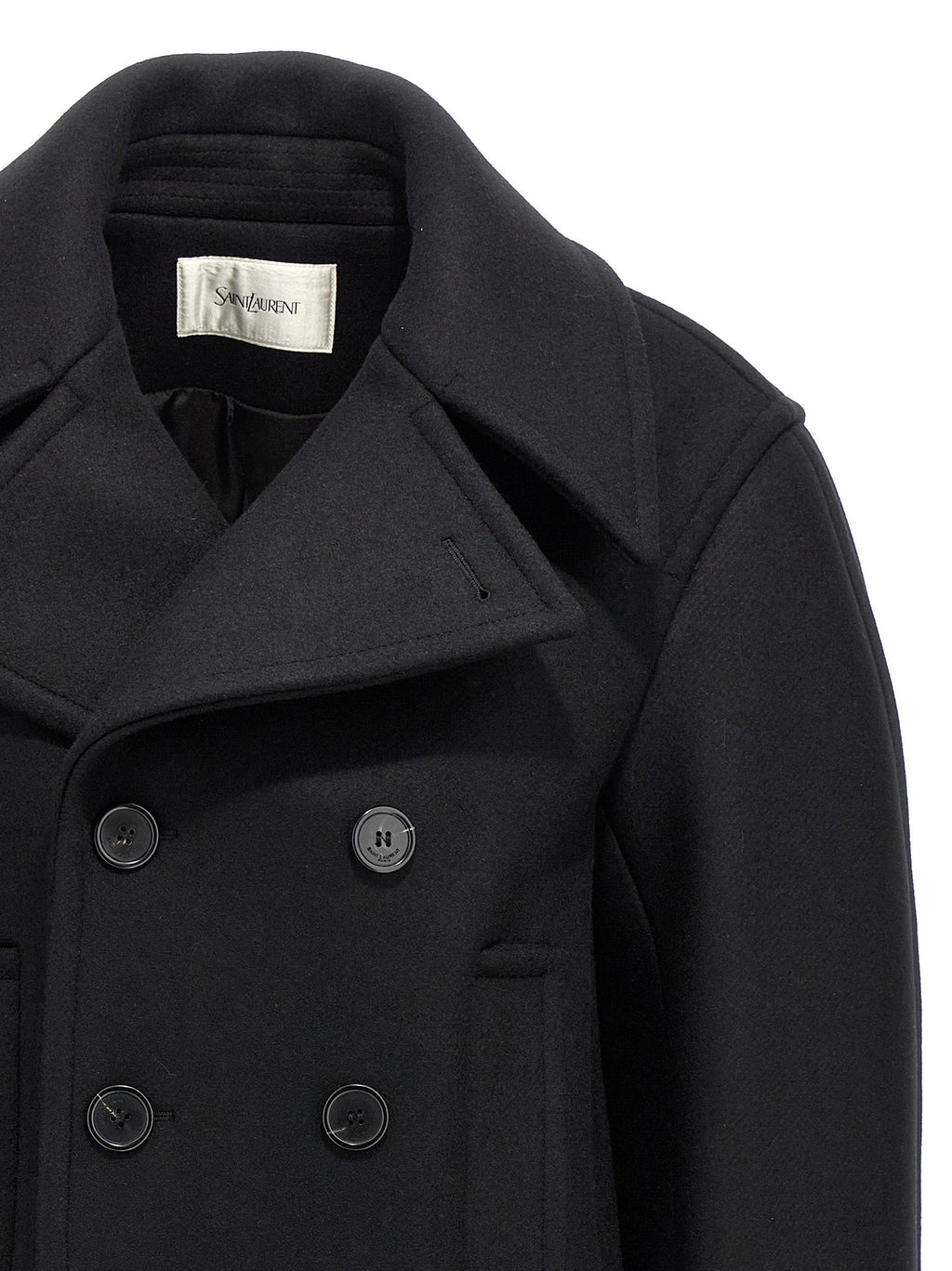 Saint Laurent Black Virgin Wool Coat
