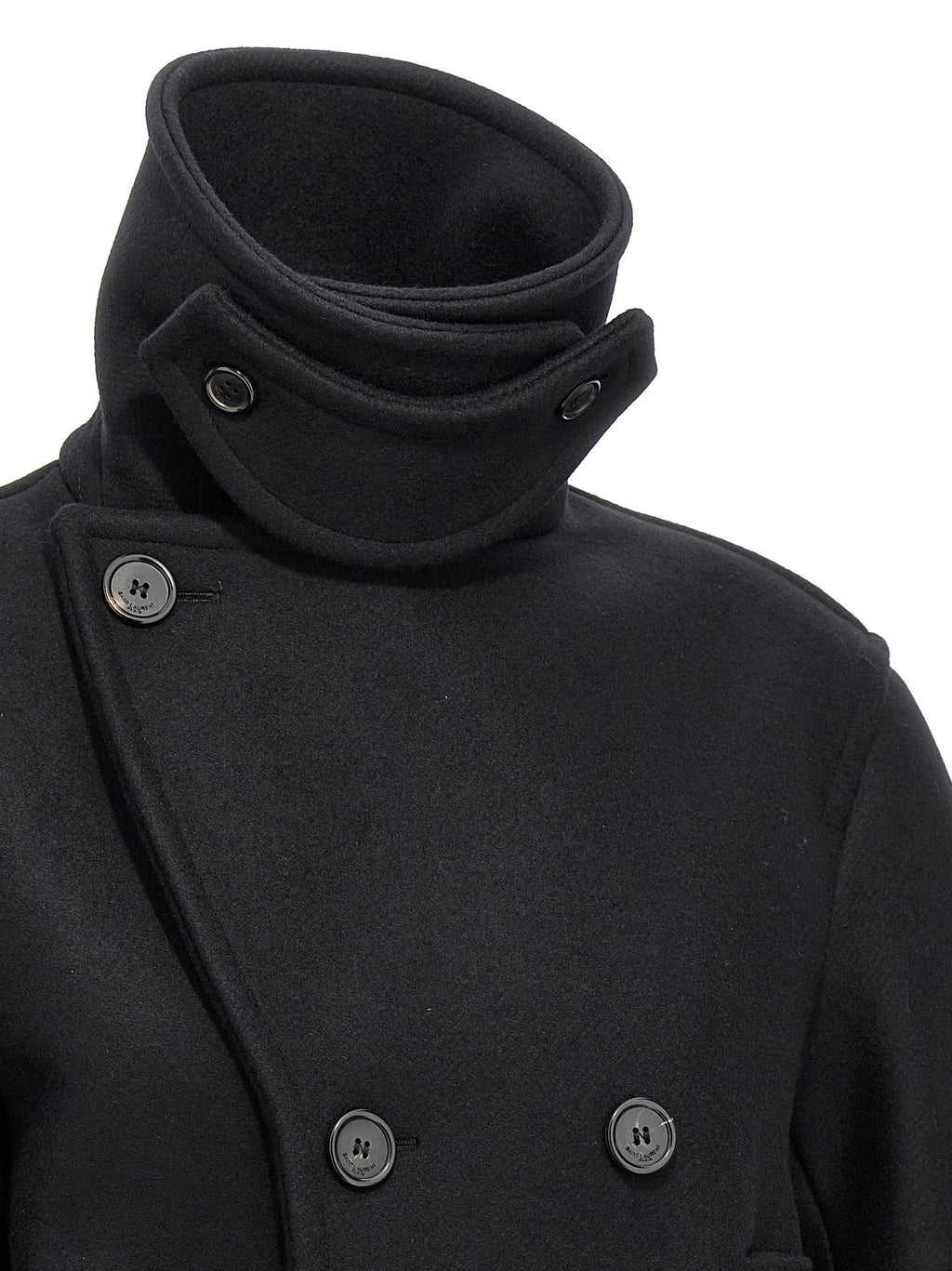 Saint Laurent Black Virgin Wool Coat