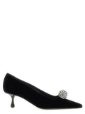 Jimmy Choo Black Textile Mid Heel Pumps
