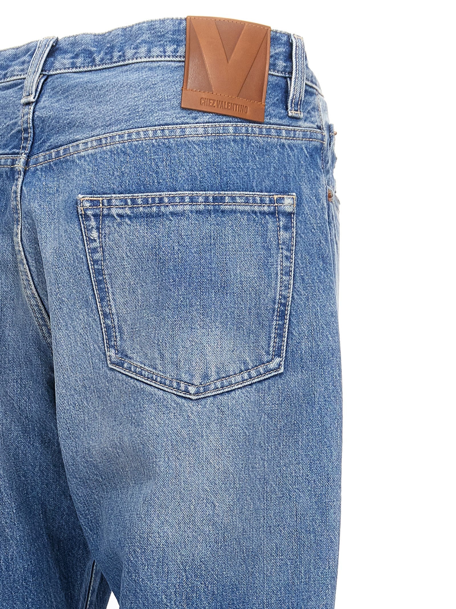 Valentino Garavani Blue Cotton Straight-Leg Jeans