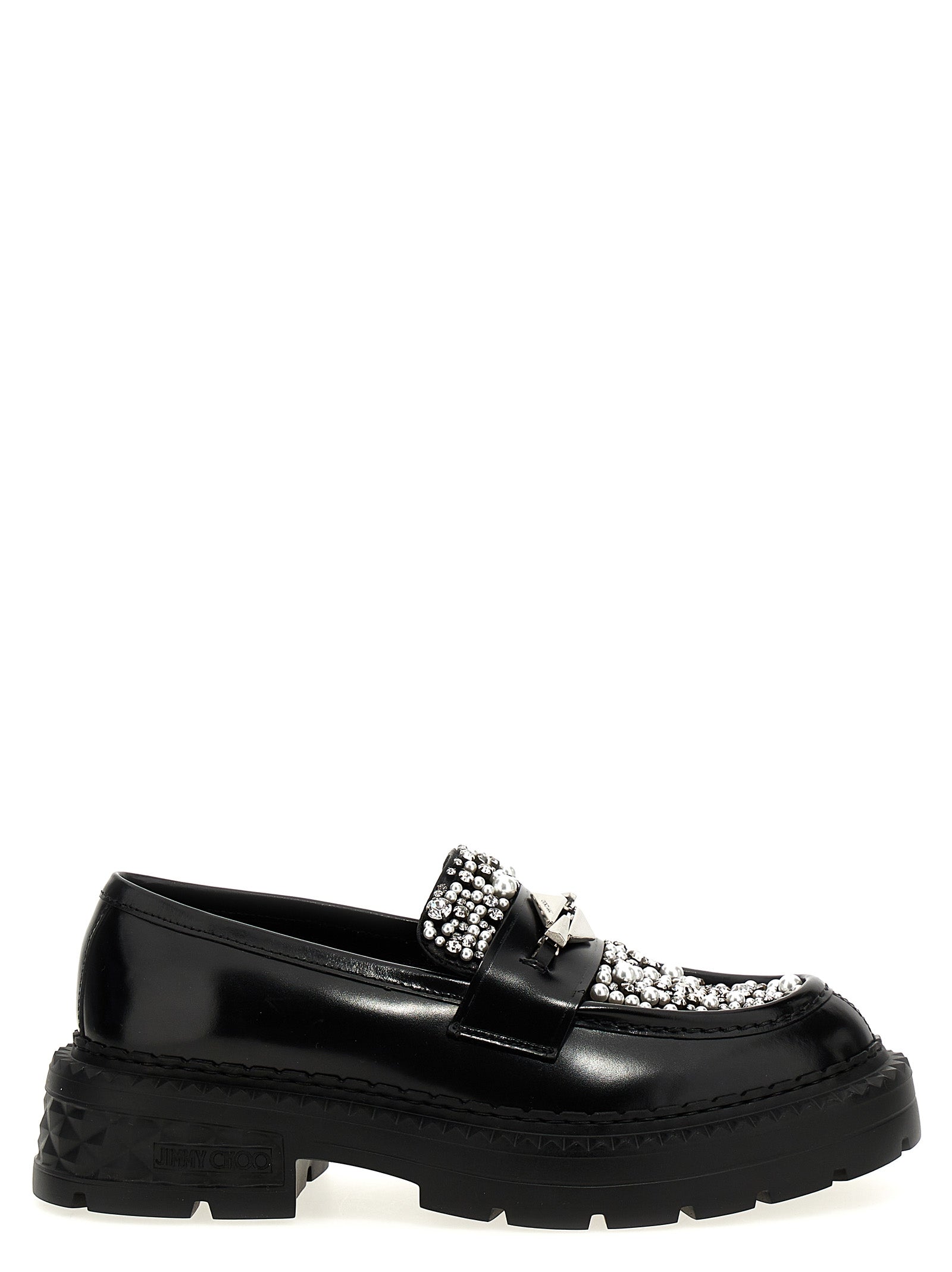 Jimmy Choo Black Calfskin Slip-On Loafers