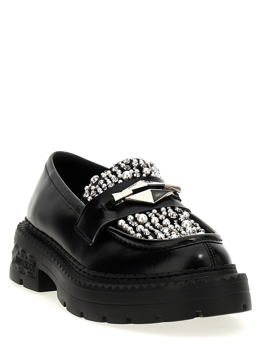 Jimmy Choo Black Calfskin Slip-On Loafers