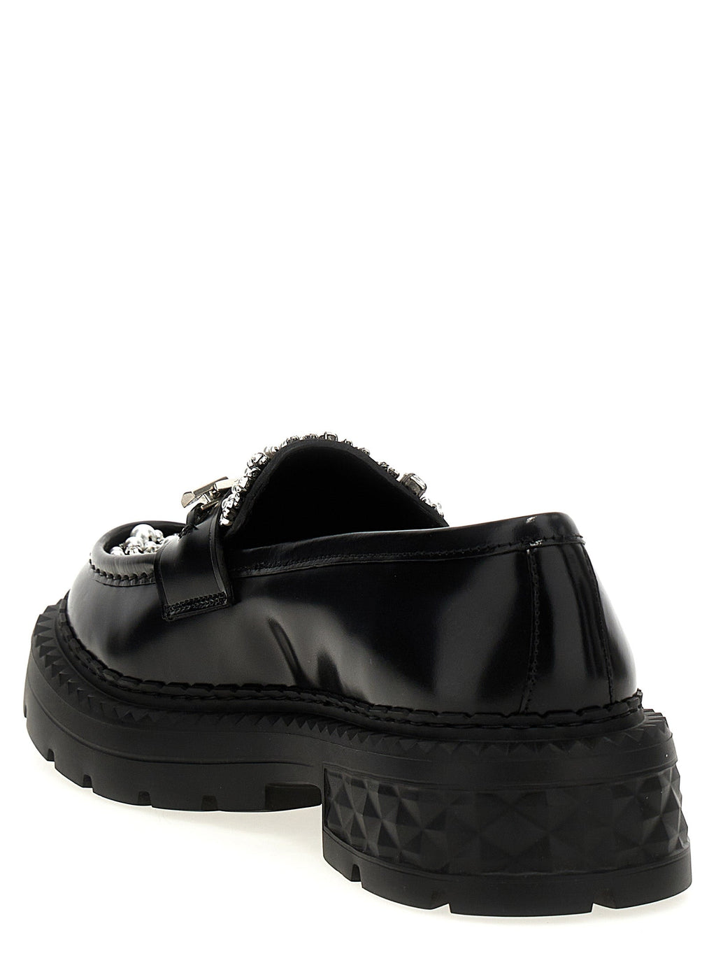 Jimmy Choo Black Calfskin Slip-On Loafers