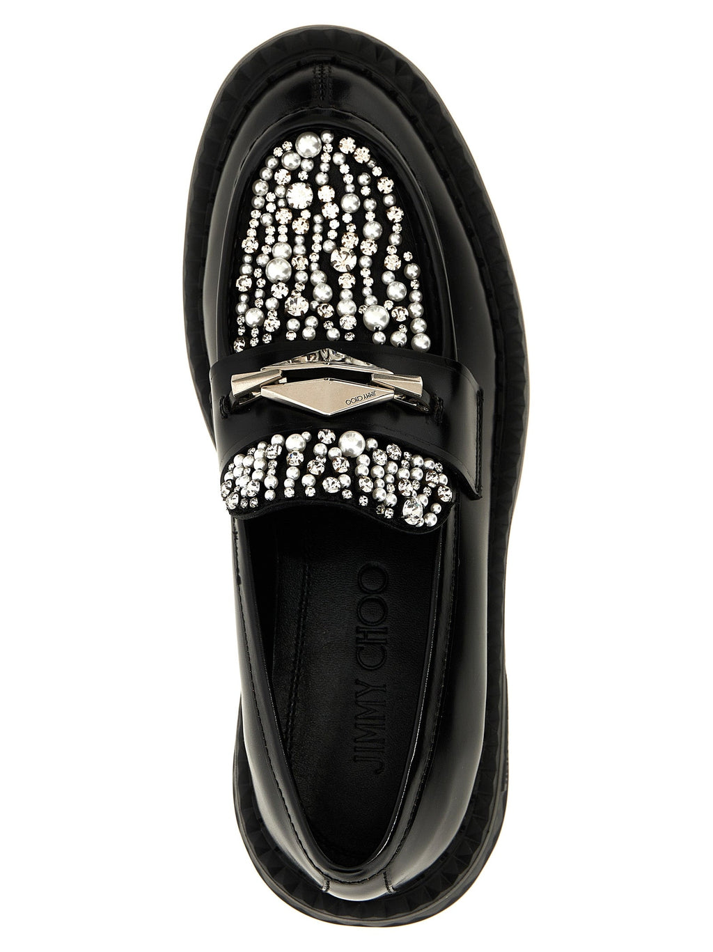 Jimmy Choo Black Calfskin Slip-On Loafers