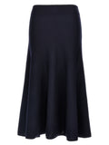 Khaite Blue Wool Midi Skirt