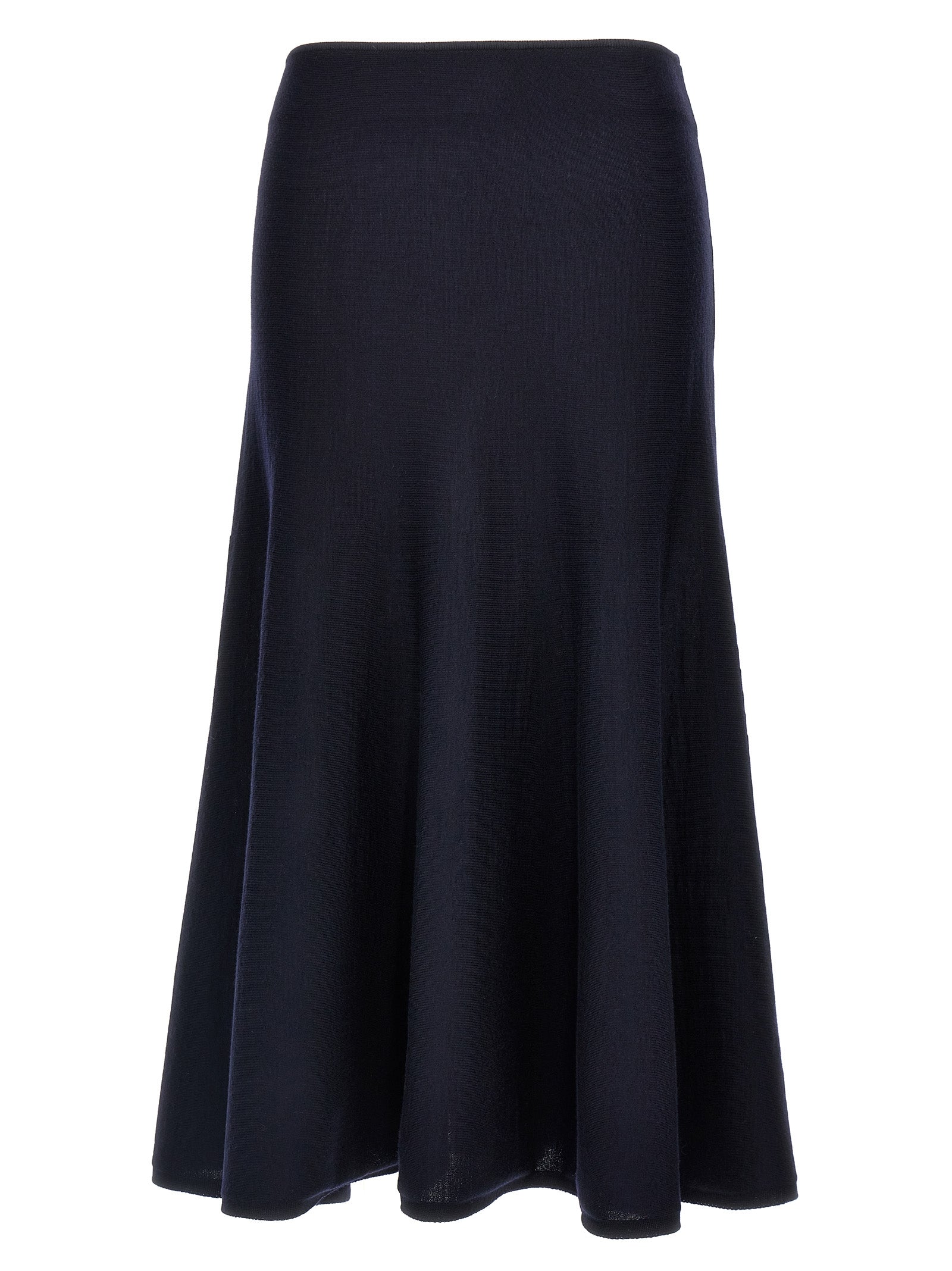 Khaite Blue Wool Midi Skirt