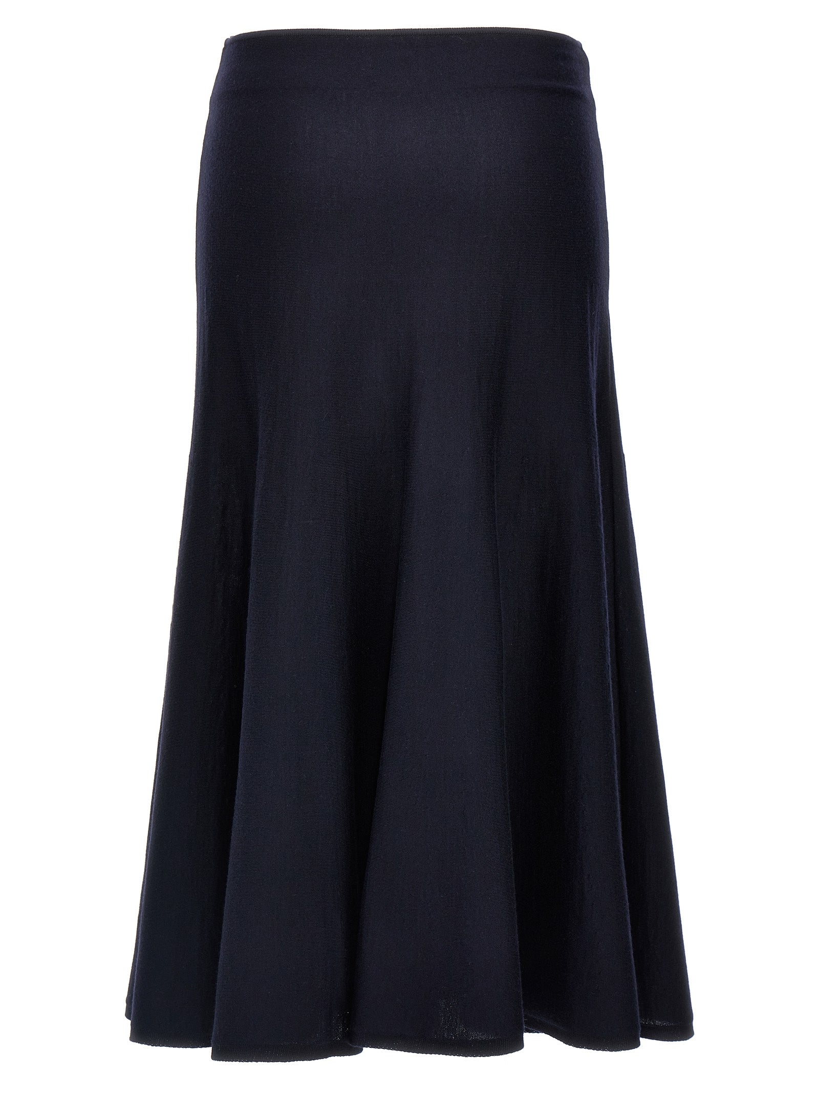 Khaite Blue Wool Midi Skirt