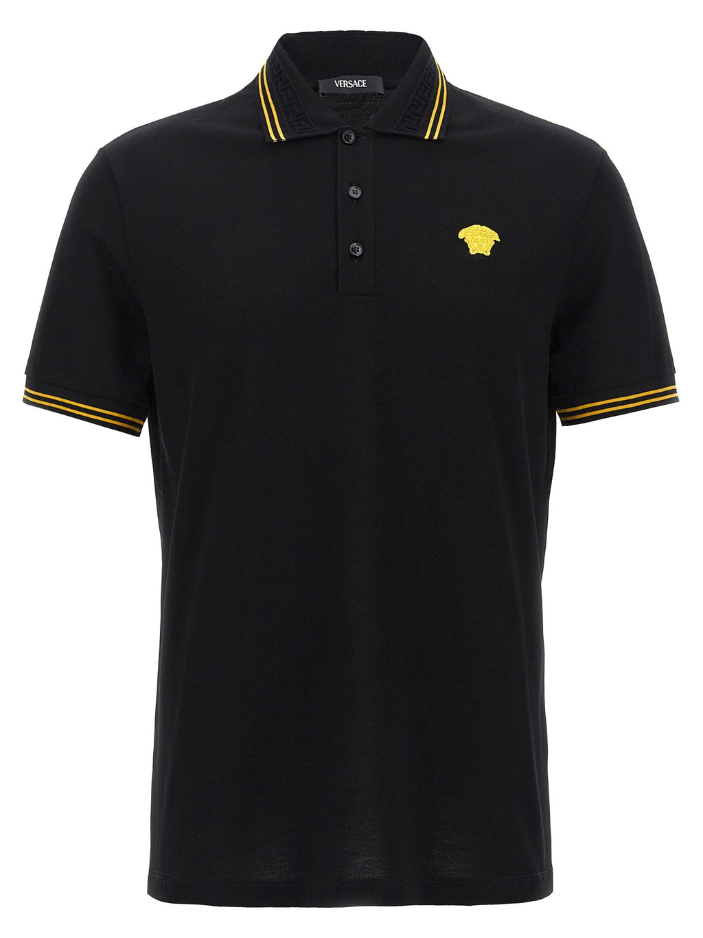 Versace Black Cotton Polo Shirt