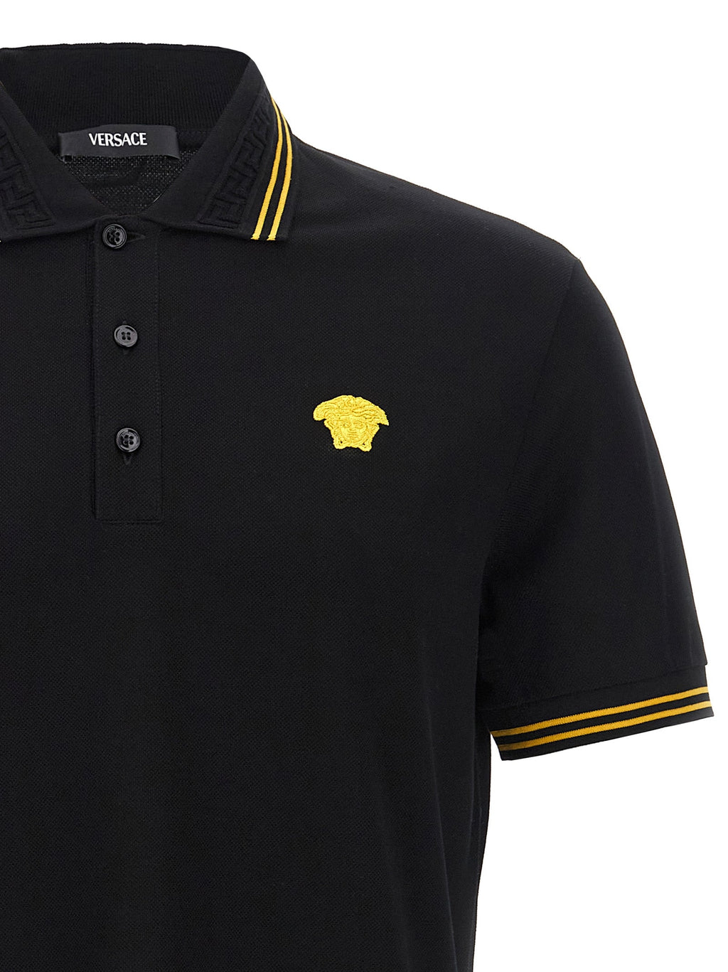 Versace Black Cotton Polo Shirt