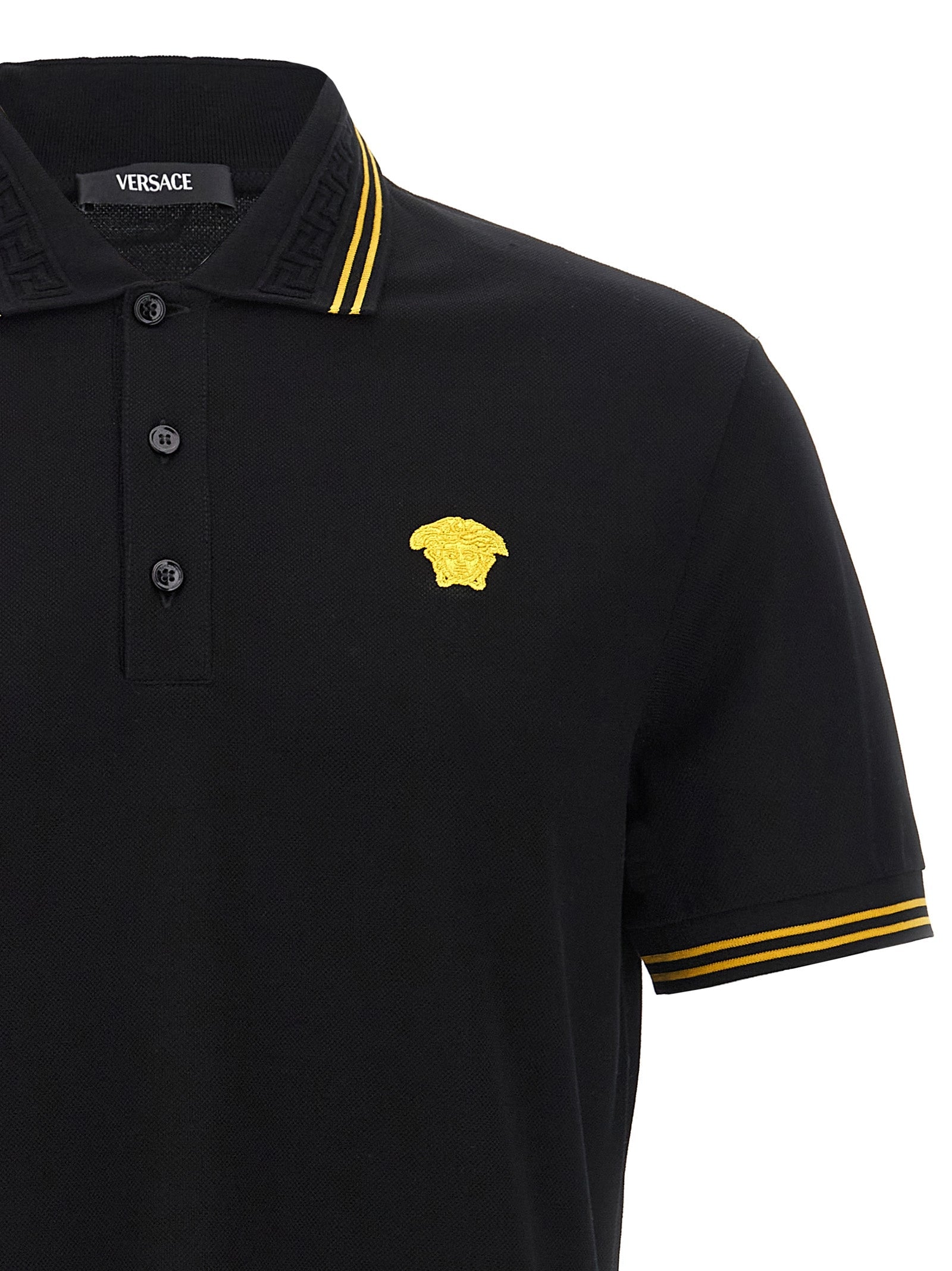 Versace Black Cotton Polo Shirt