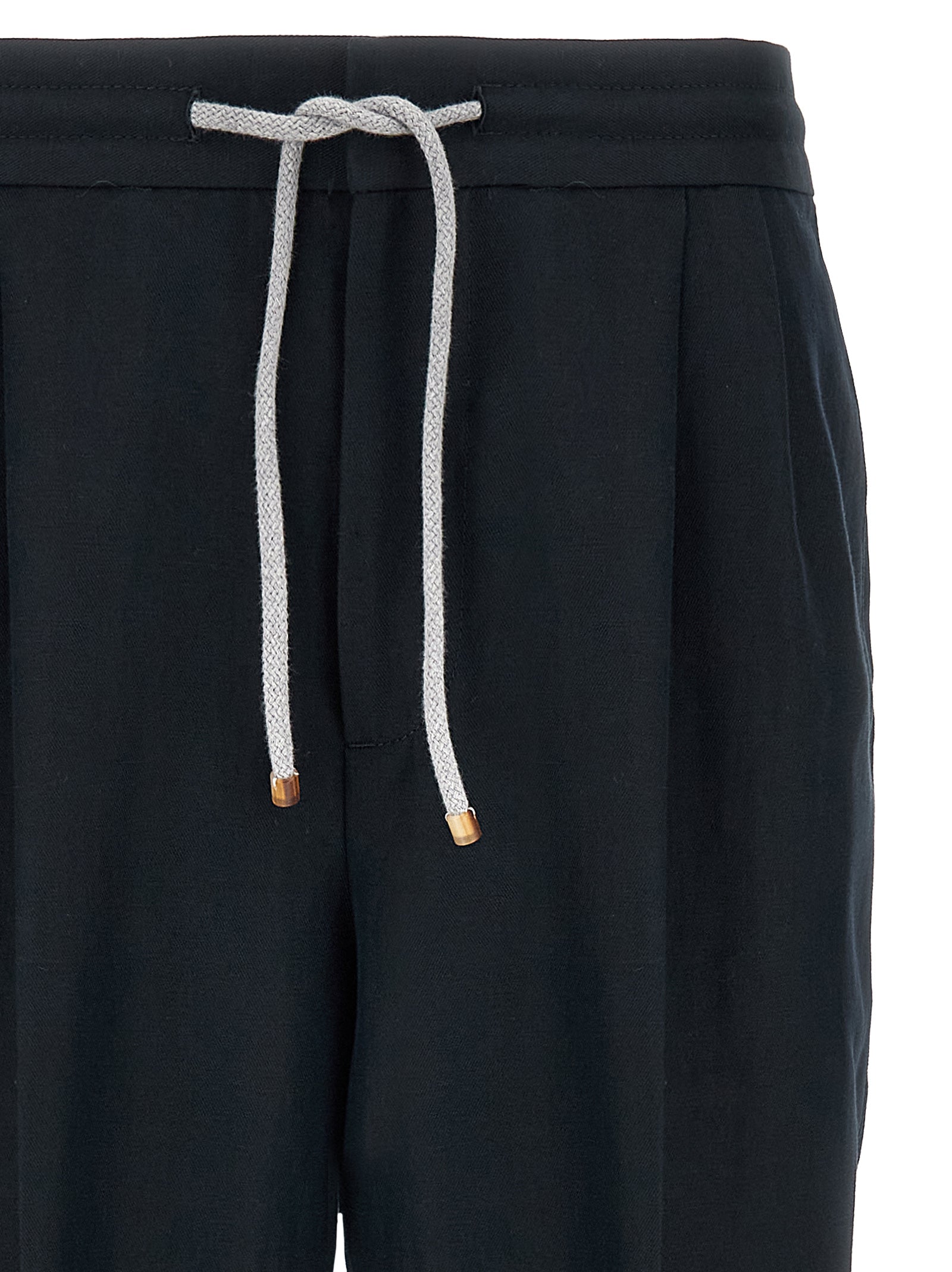 Brunello Cucinelli Blue Linen Casual Pants