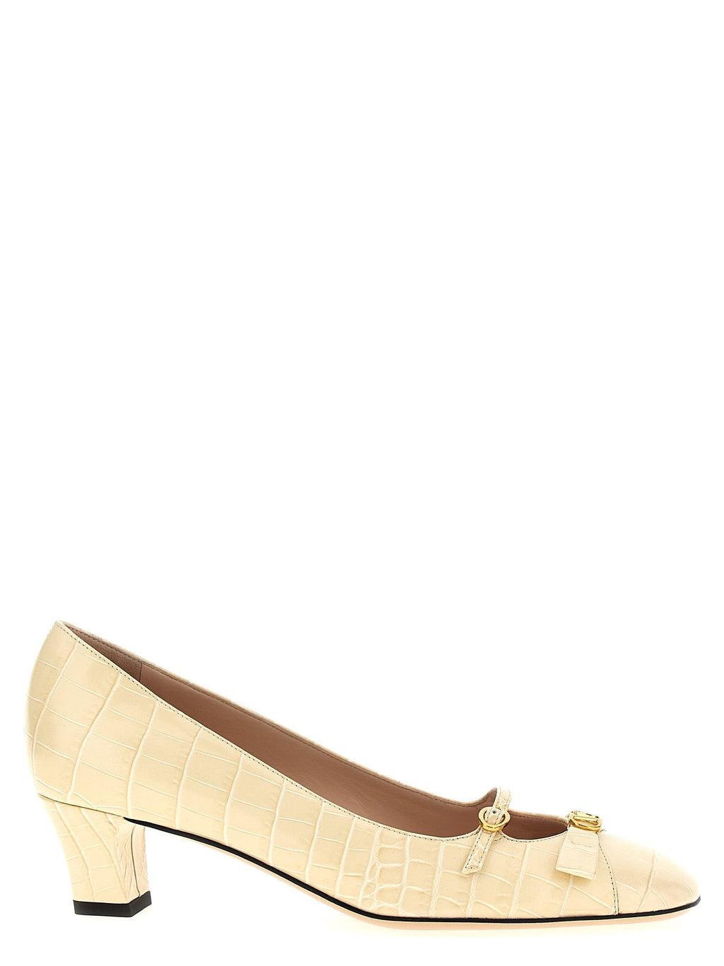 Valentino Garavani White Calfskin Mid Heel Pumps