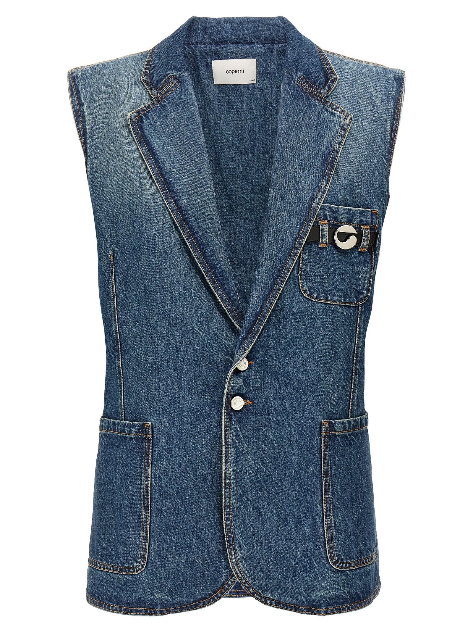 Coperni Blue Cotton Sleeveless Jacket