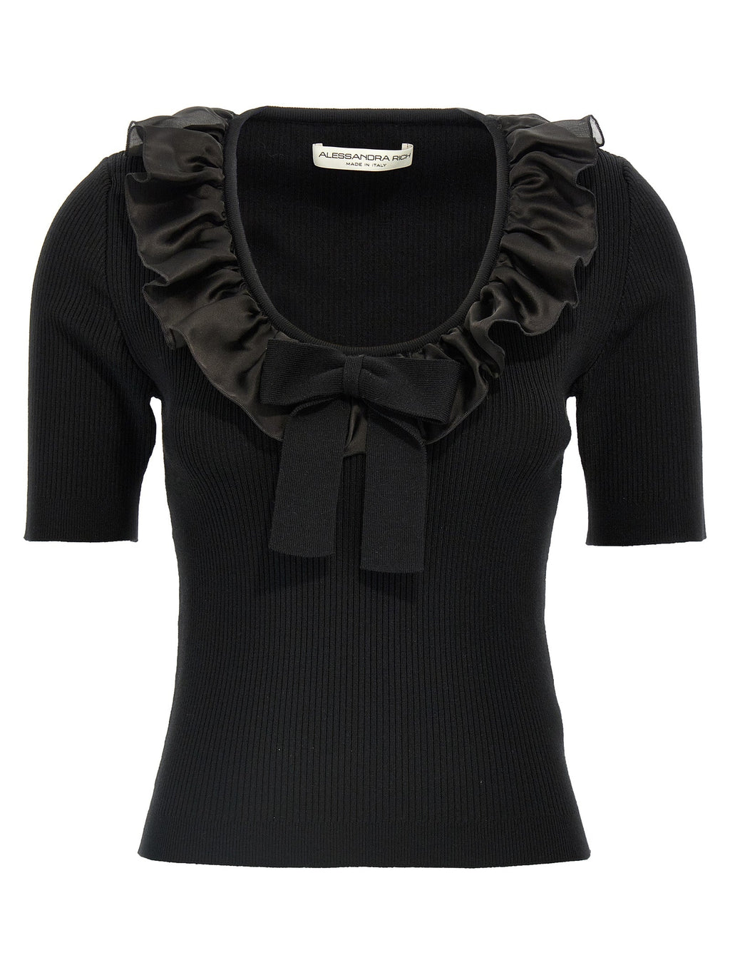 Alessandra Rich Black Wool T-Shirt Alessandra Rich