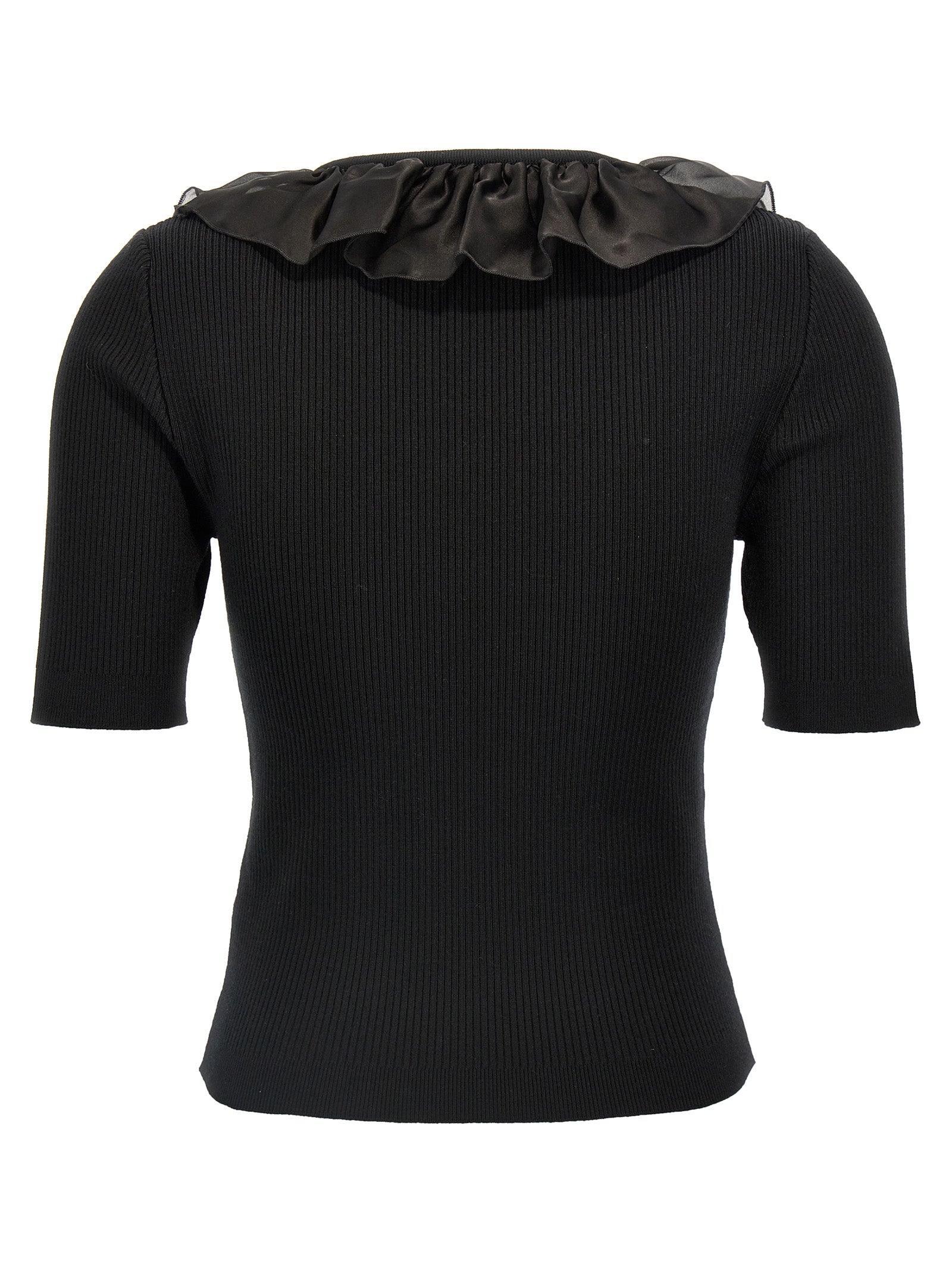 Alessandra Rich Black Wool T-Shirt Alessandra Rich