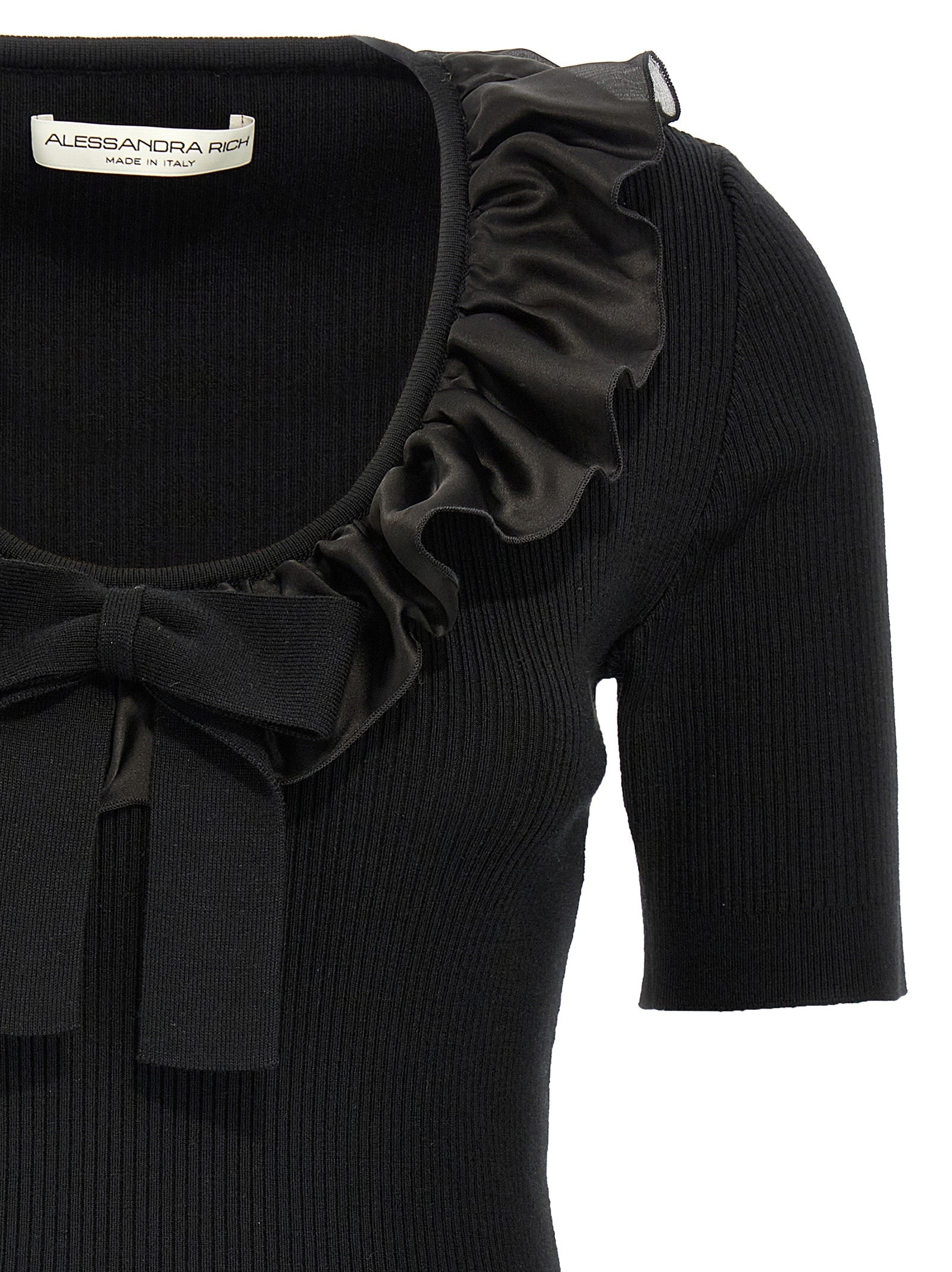 Alessandra Rich Black Wool T-Shirt Alessandra Rich