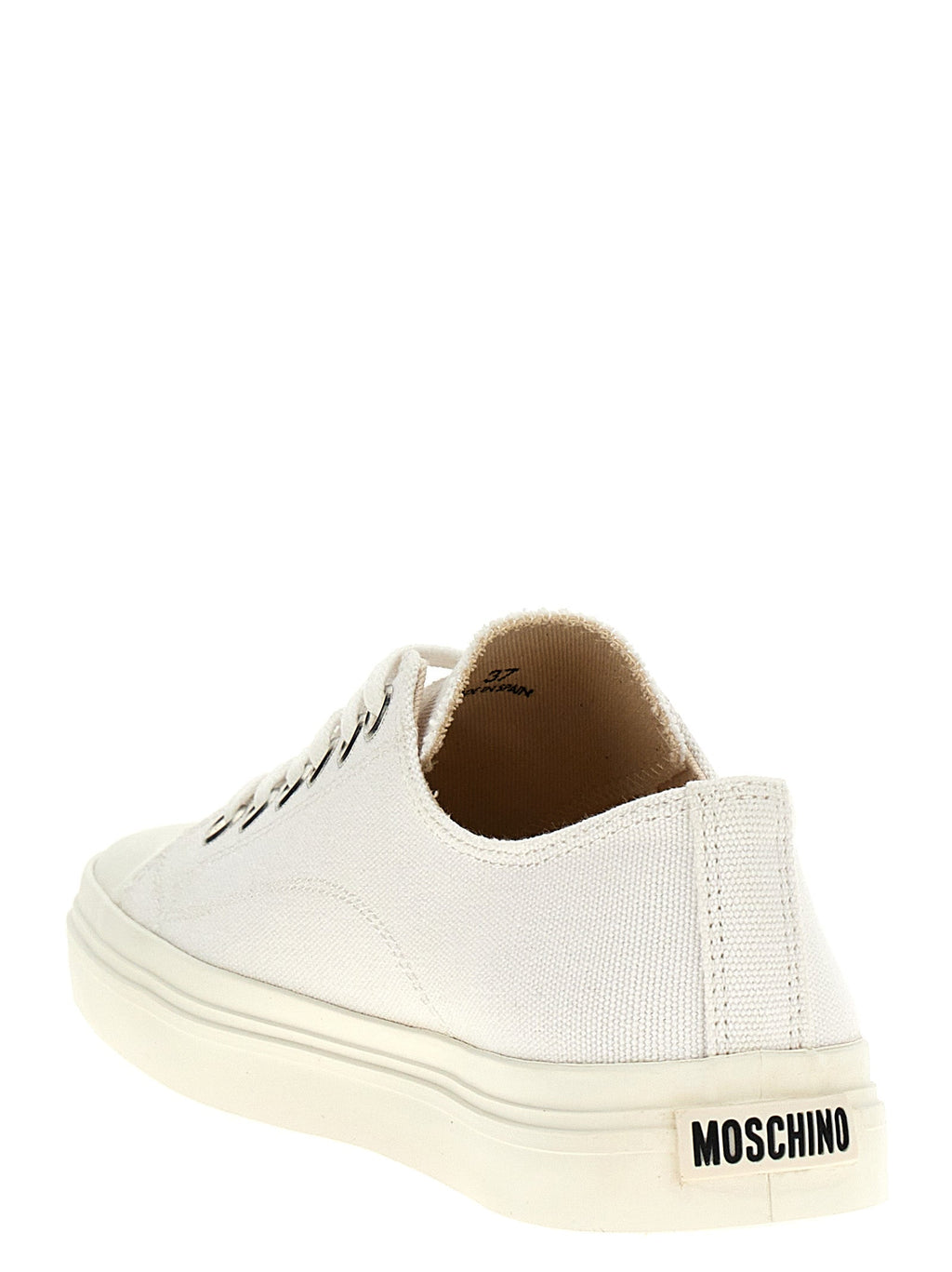 Moschino White Cotton Low Top Sneakers