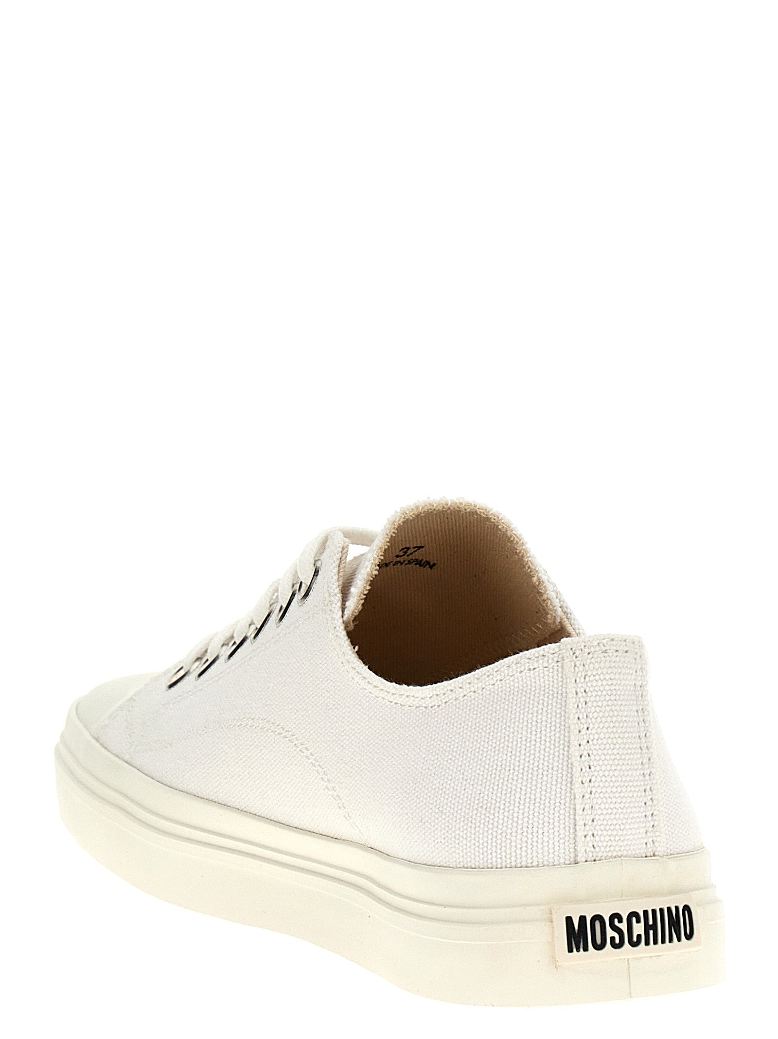 Moschino White Cotton Low Top Sneakers