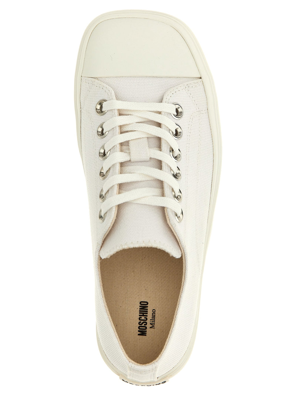 Moschino White Cotton Low Top Sneakers