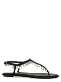 RENE CAOVILLA Black Viscose Flat Sandals