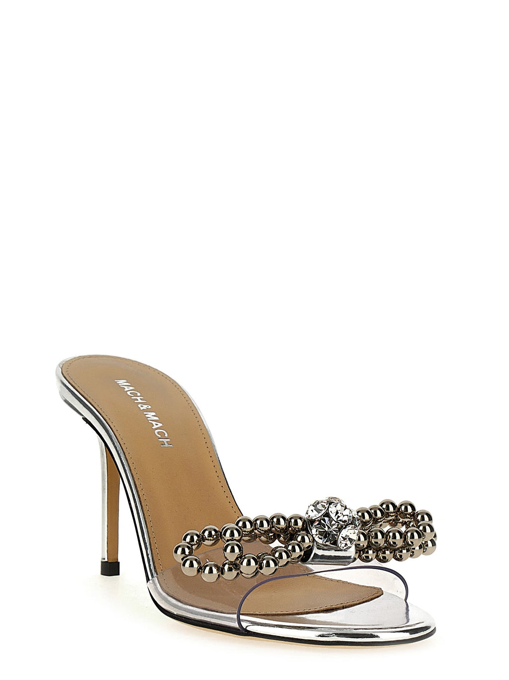 MACH & MACH Silver Pvc Stiletto Heel Sandals