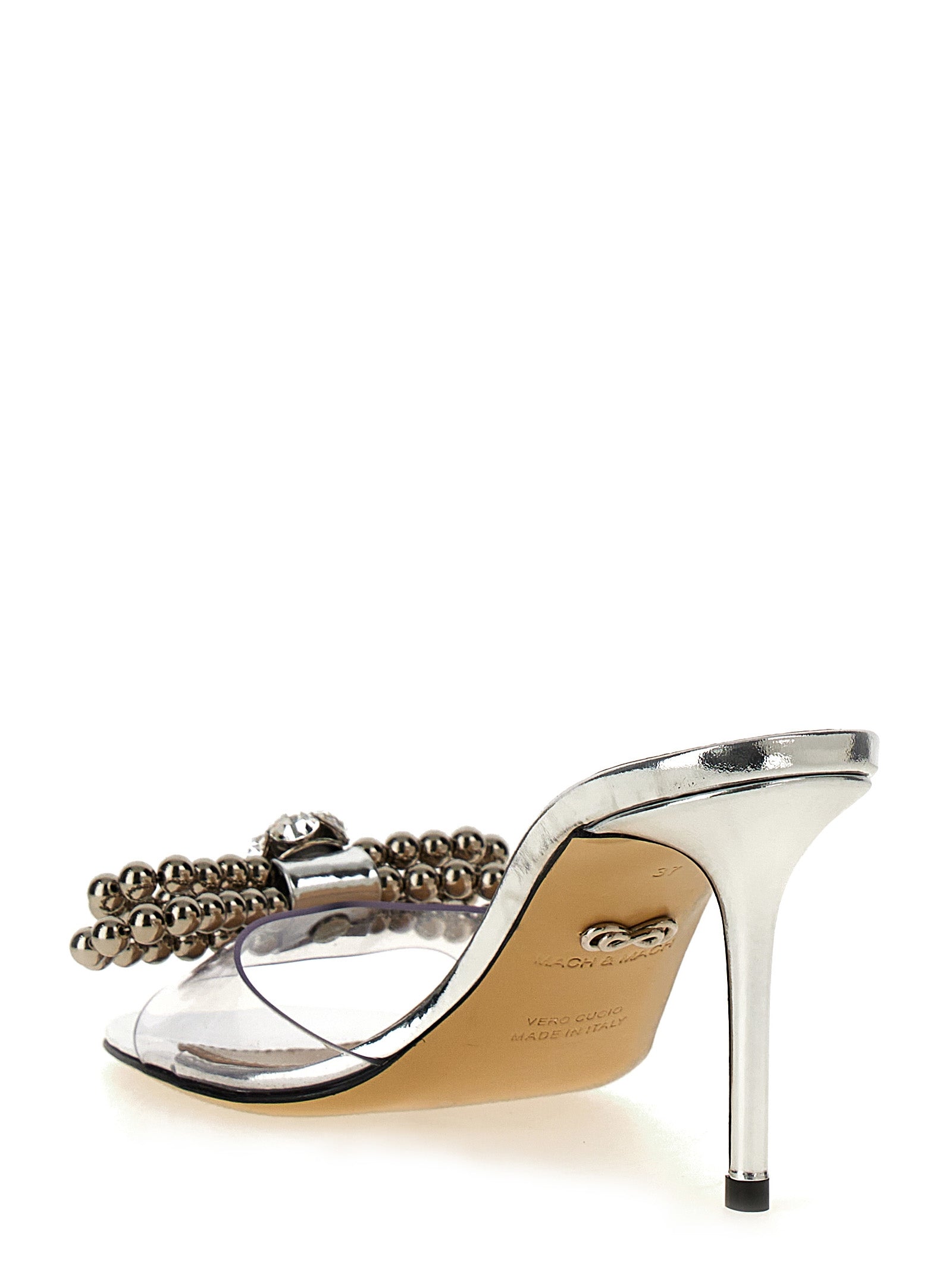 MACH & MACH Silver Pvc Stiletto Heel Sandals