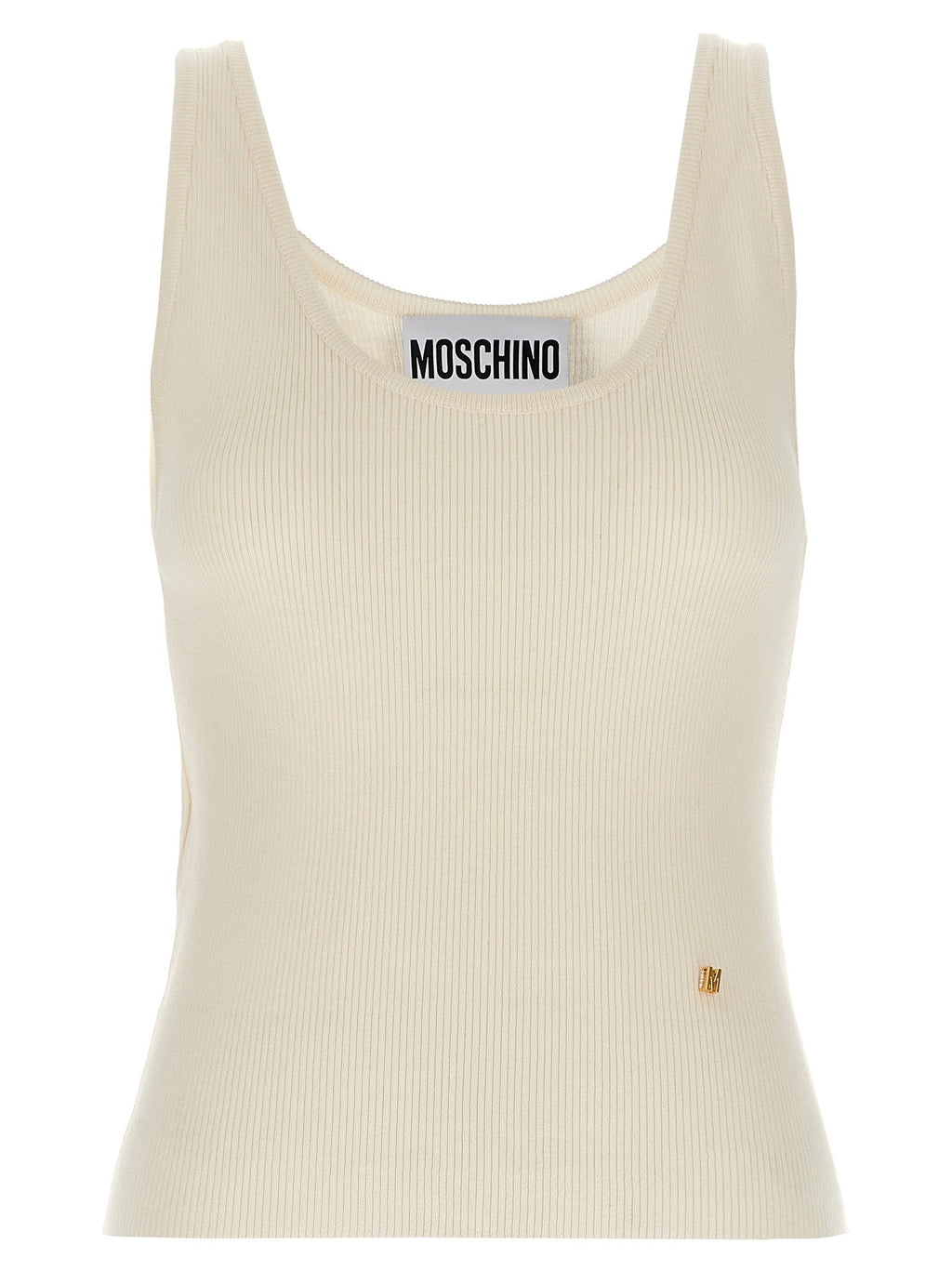 Moschino White Virgin Wool Sleeveles T-Shirt
