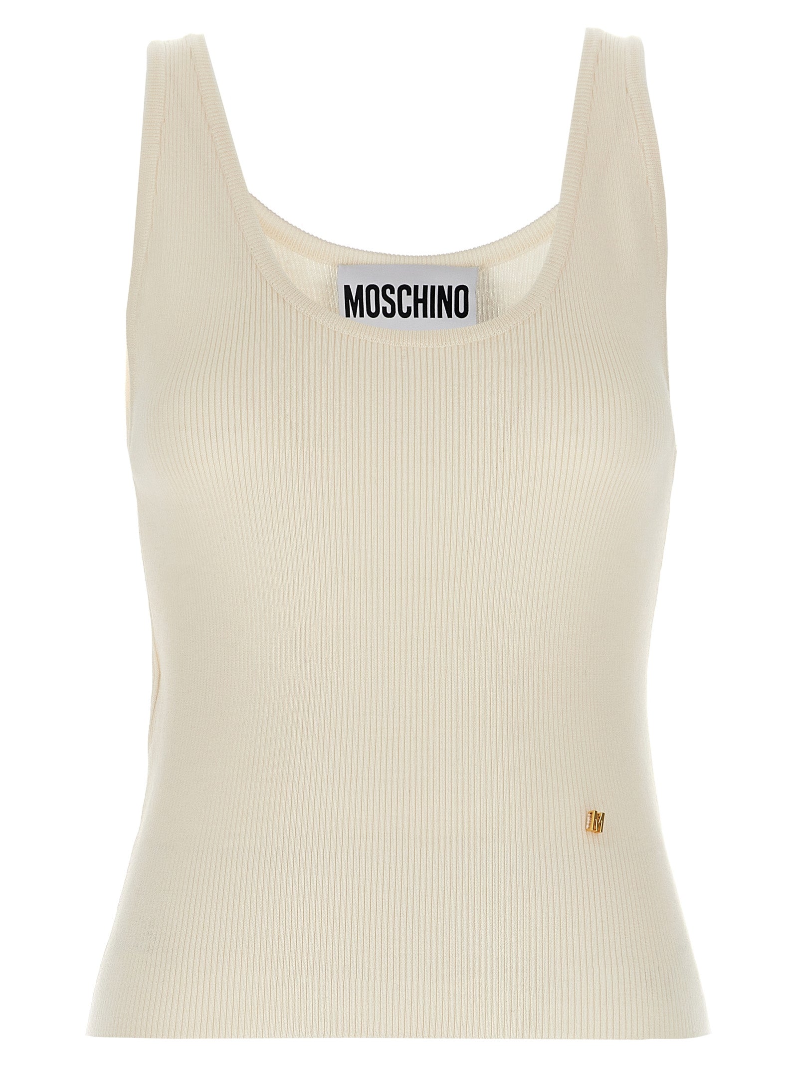 Moschino White Virgin Wool Sleeveles T-Shirt