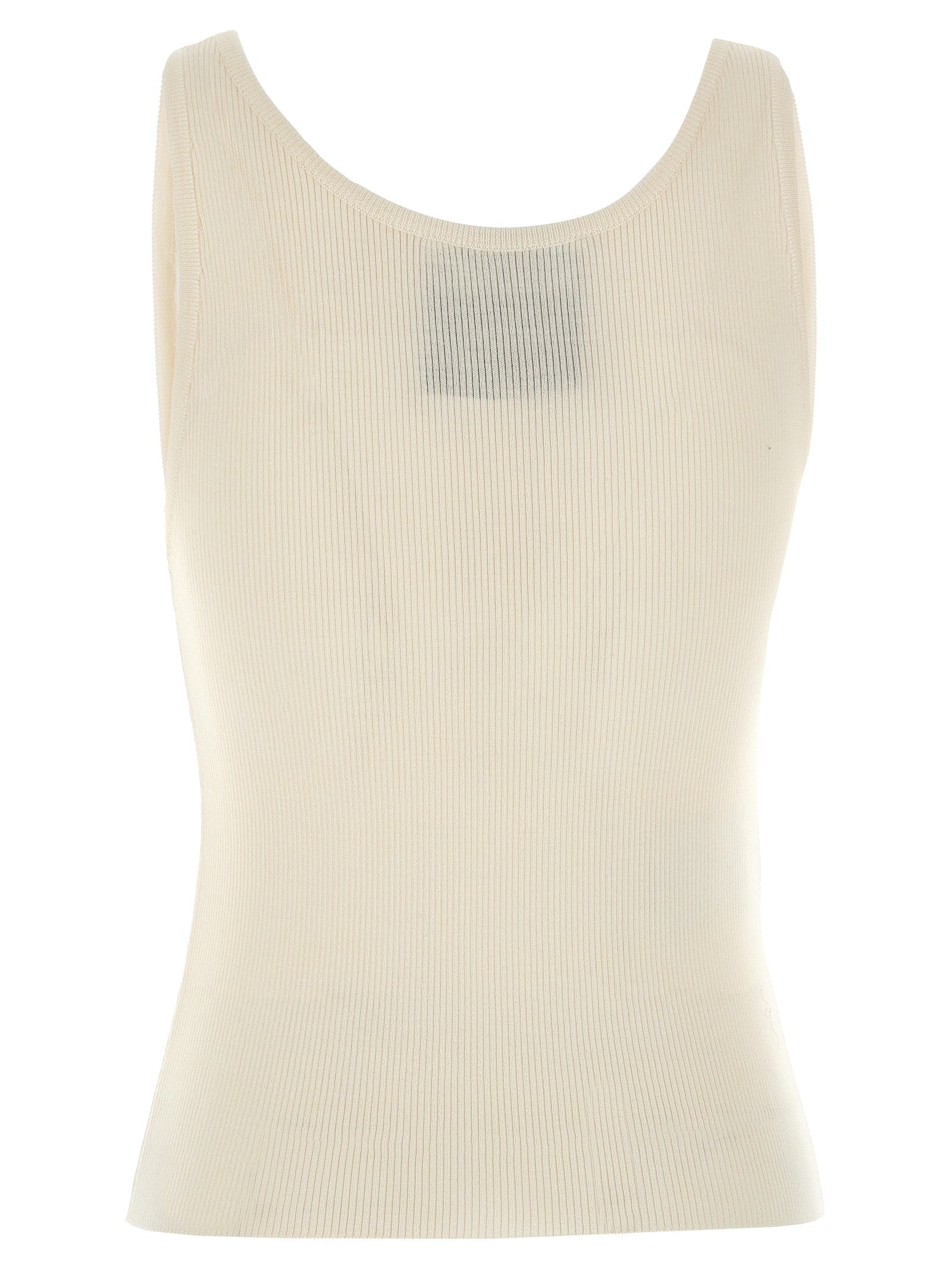 Moschino White Virgin Wool Sleeveles T-Shirt
