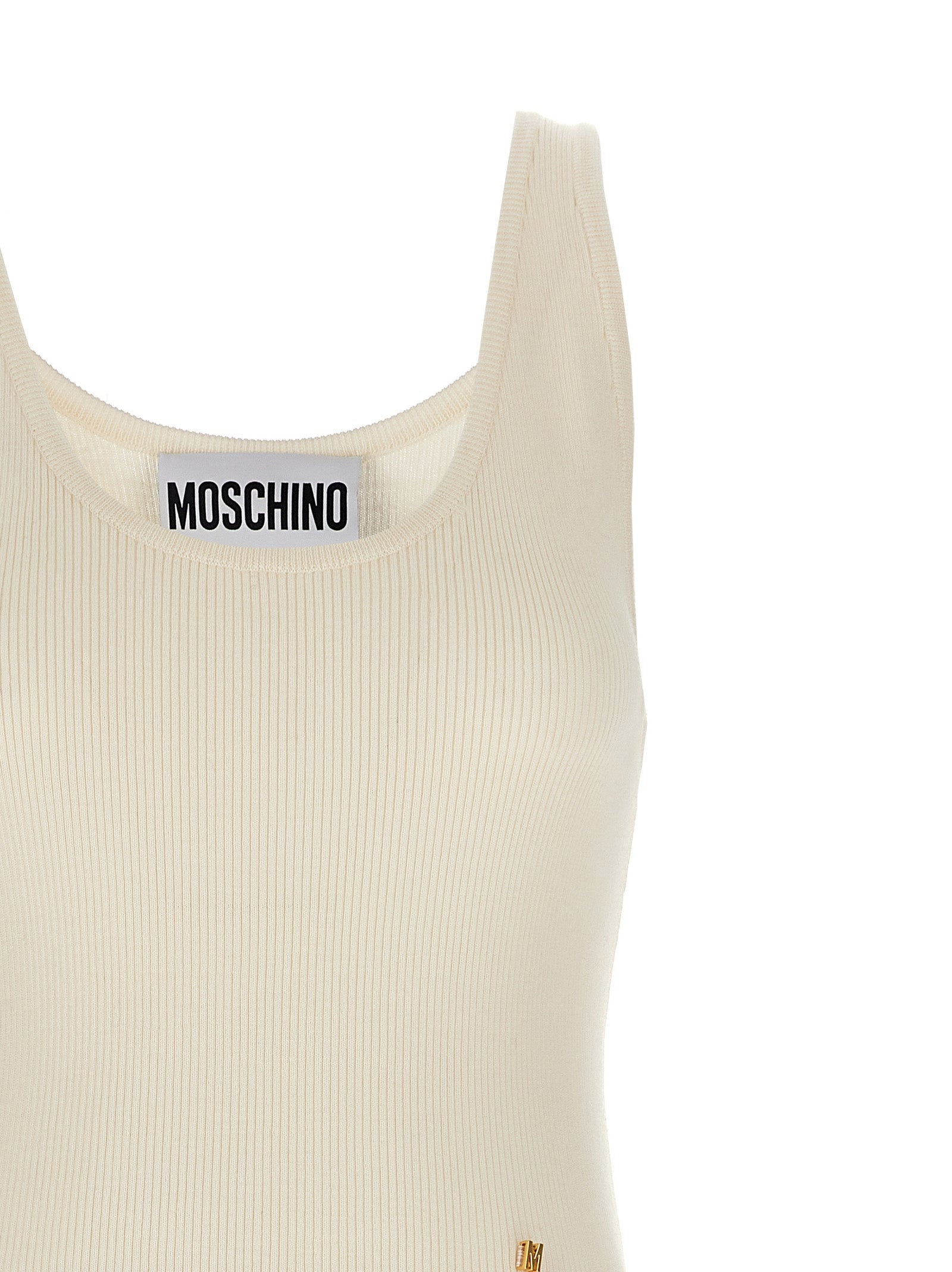 Moschino White Virgin Wool Sleeveles T-Shirt