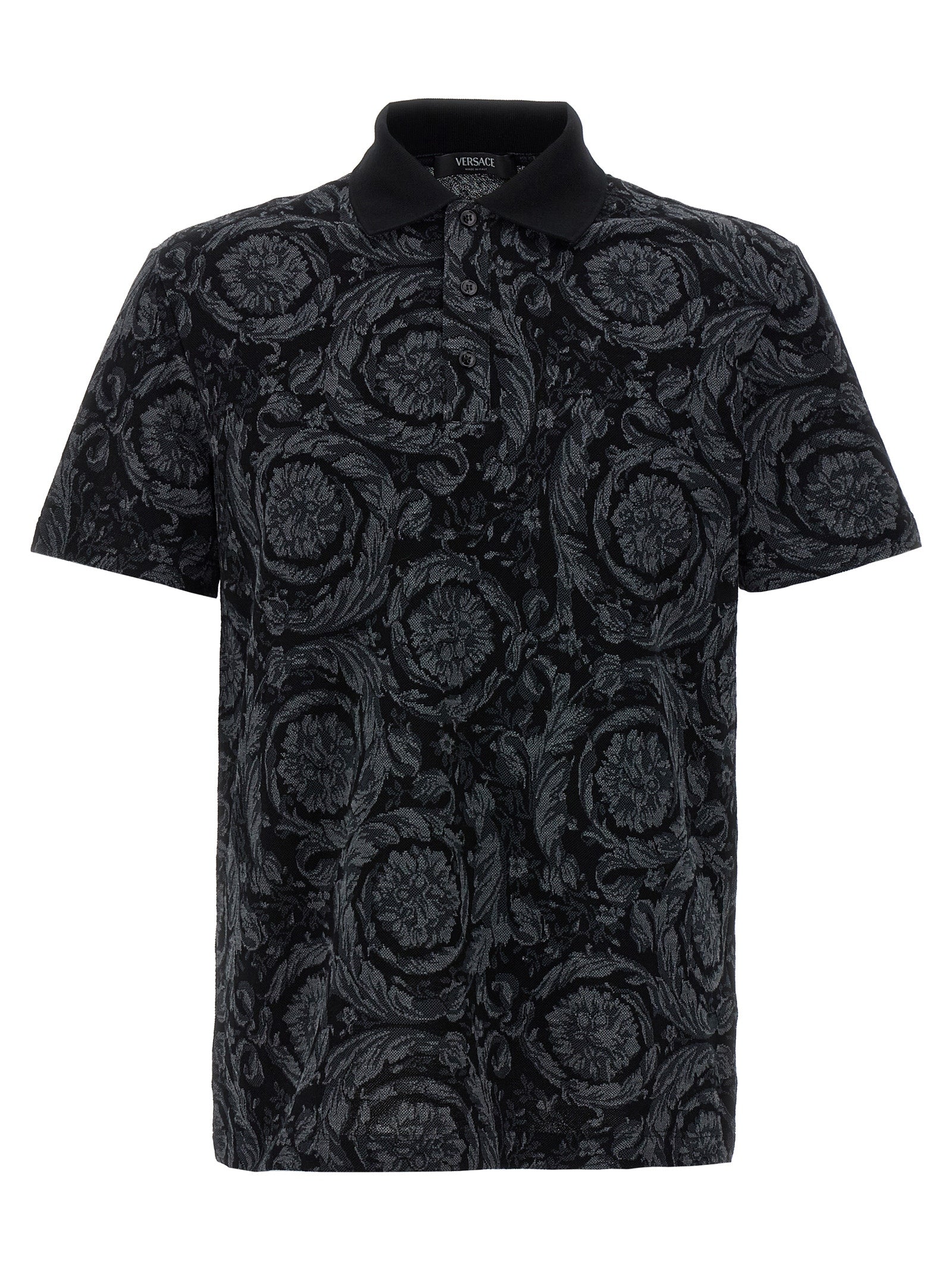 Versace Gray Cotton Polo Shirt