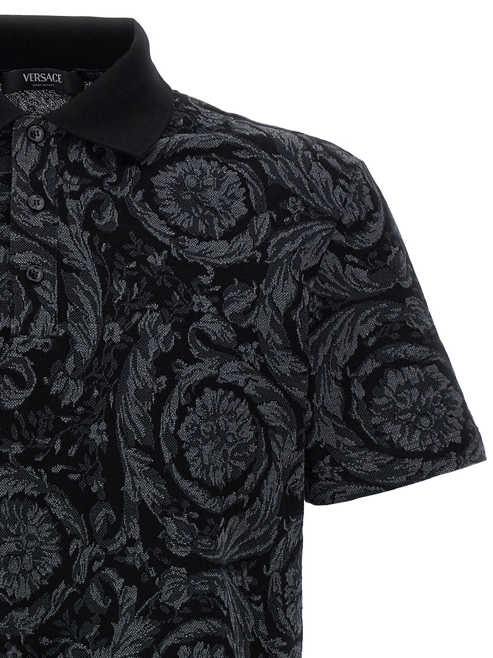 Versace Gray Cotton Polo Shirt
